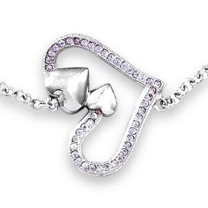 Sterling Silver Diamond Open Heart Dainty Bracelets Jewelry NEW